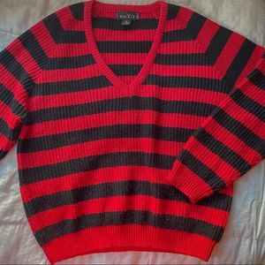 Black and Red Striped Knitted Sweater